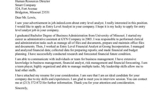 Cover Letter for Finance Job