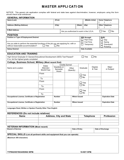 Generic Application Form