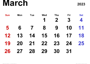 March 2023 Calendar Printable Cute Collection