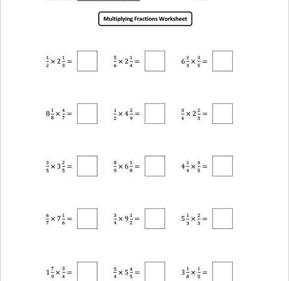 Multiplying Fractions Worksheet Template