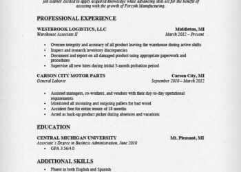 Warehouse Resume